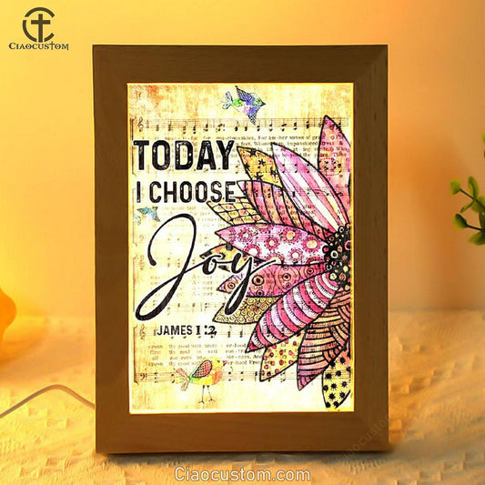 Flower, Colorful Sparrow, Music Sheet, Today I Choose Joy Frame Lamp