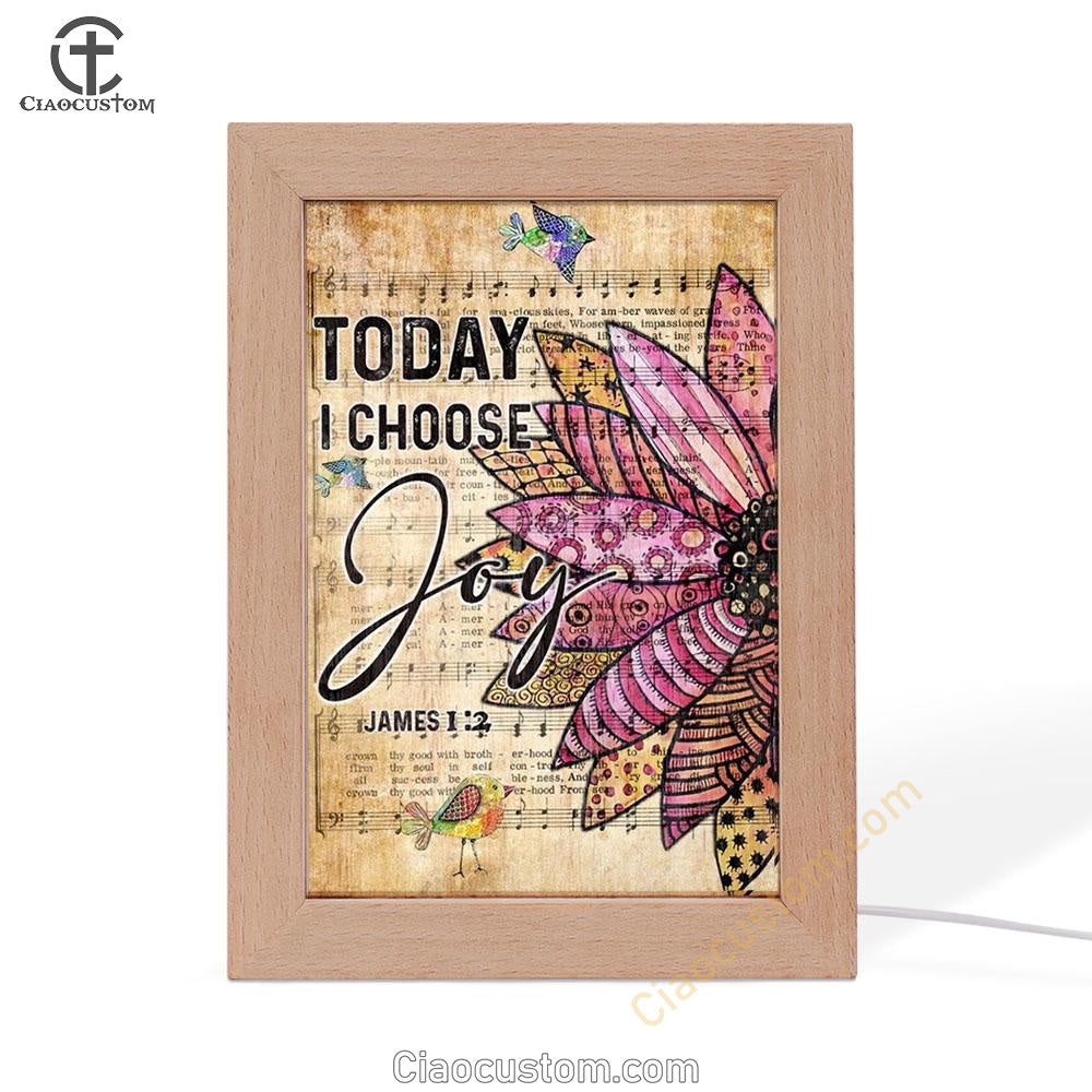 Flower, Colorful Sparrow, Music Sheet, Today I Choose Joy Frame Lamp