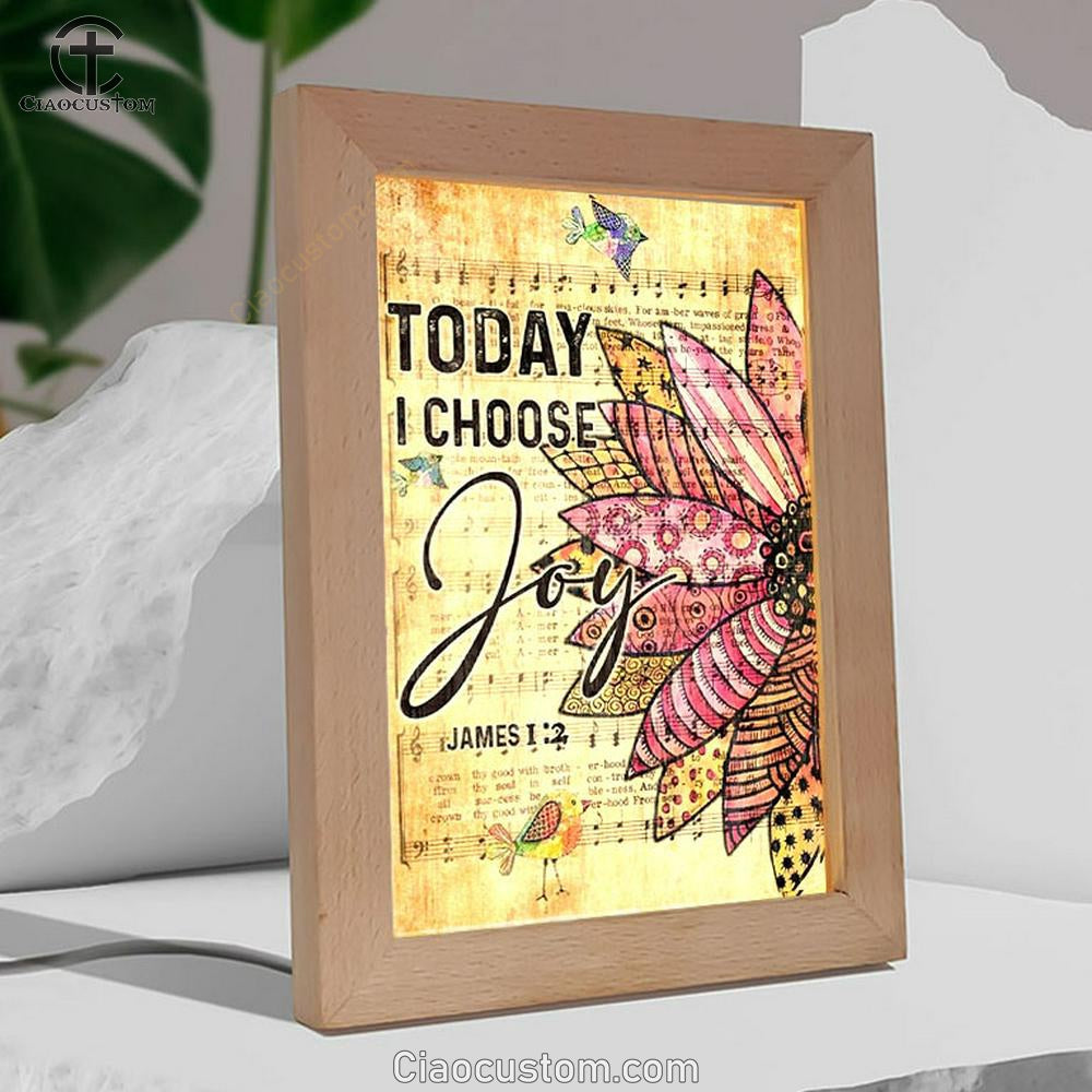 Flower, Colorful Sparrow, Music Sheet, Today I Choose Joy Frame Lamp