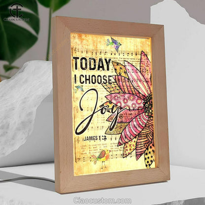 Flower, Colorful Sparrow, Music Sheet, Today I Choose Joy Frame Lamp