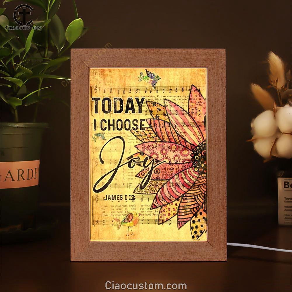 Flower, Colorful Sparrow, Music Sheet, Today I Choose Joy Frame Lamp