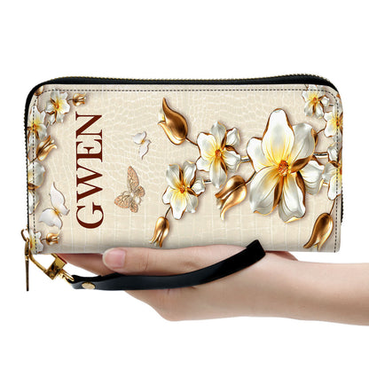 Flower Gifts For Religious Women The Lord Your God Is With You Clutch Purse For Women - Personalized Name - Christian Gifts For Women