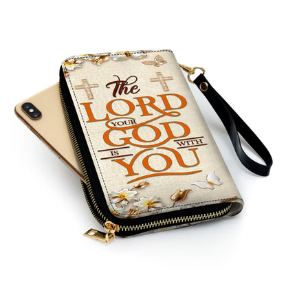 Flower Gifts For Religious Women The Lord Your God Is With You Clutch Purse For Women - Personalized Name - Christian Gifts For Women