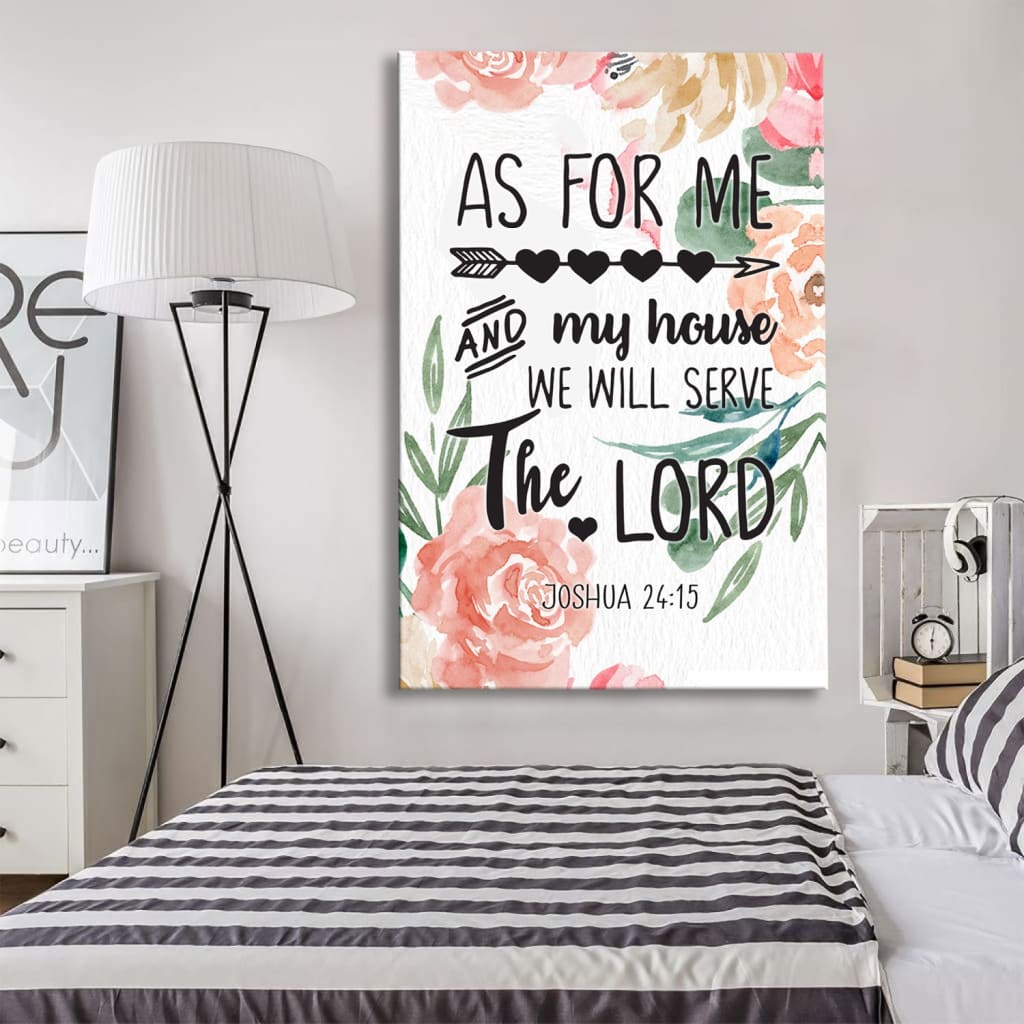 Flower Painting As For Me And My House Joshua 2415 Canvas Art - Bible Verse Canvas - Scripture Wall Art