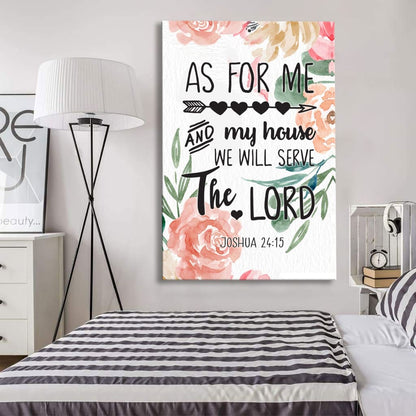 Flower Painting As For Me And My House Joshua 2415 Canvas Art - Bible Verse Canvas - Scripture Wall Art