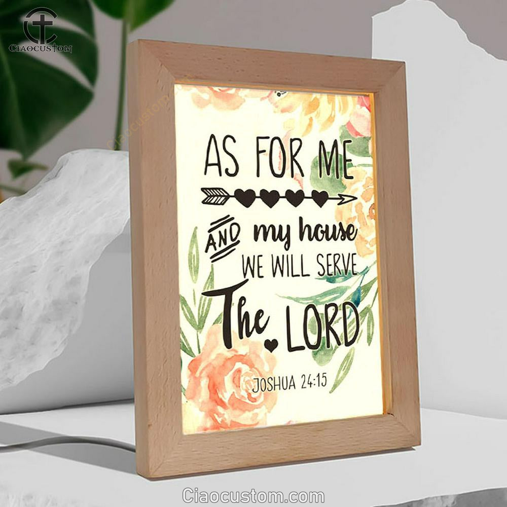 Flower Painting As For Me And My House Joshua 2415 Frame Lamp Prints - Bible Verse Wooden Lamp - Scripture Night Light