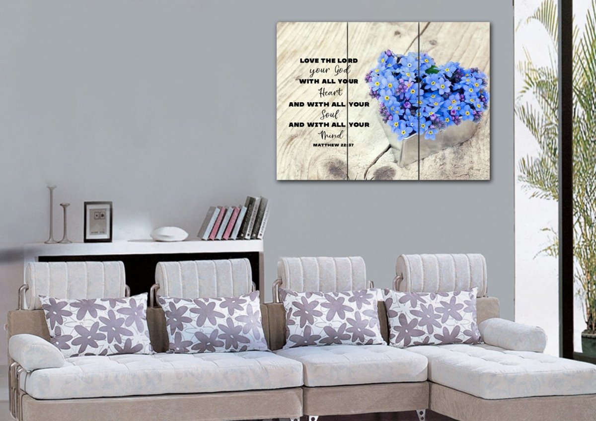 Flower Pot Love The Lord Your God Wall Art - Christian Canvas Wall Art