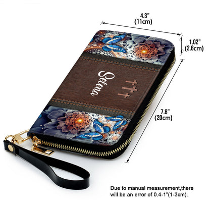 Flower Religious Gifts For Women He Helps Us Handle What We Are Given Clutch Purse For Women - Personalized Name - Christian Gifts For Women