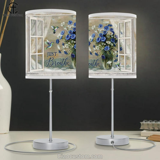 Flower Vase, Window Frame, Hummingbird, Just Breathe Table Lamp