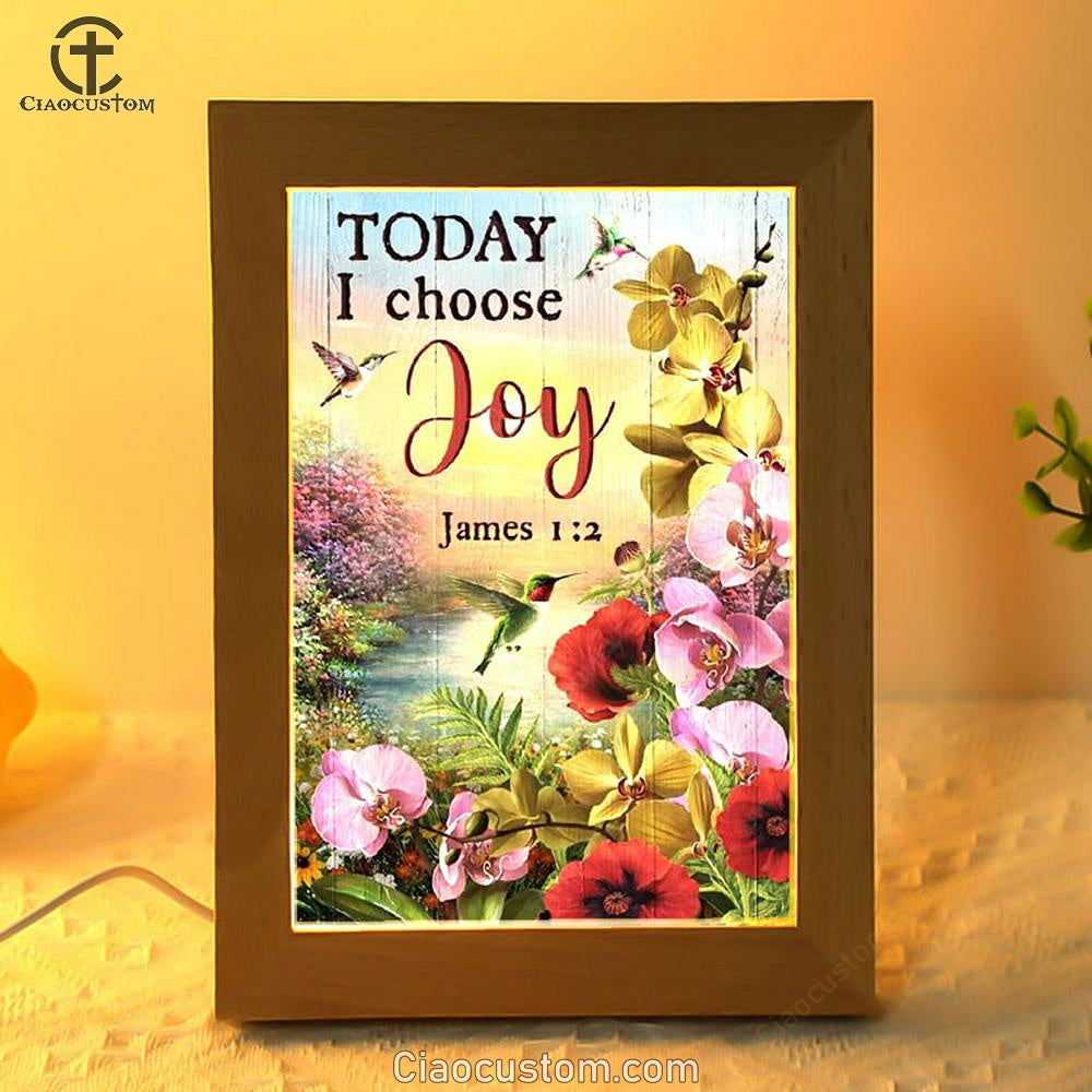 Flower World, Hummingbird, Sunrise Sky, Today I Choose Joy Frame Lamp