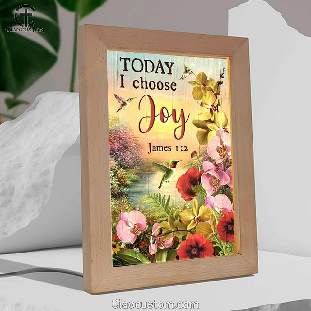 Flower World, Hummingbird, Sunrise Sky, Today I Choose Joy Frame Lamp