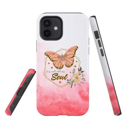 Flowers Butterfly It Is Well With My Soul Phone Case - Bible Verse Phone Cases Samsung