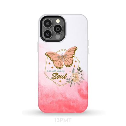 Flowers Butterfly It Is Well With My Soul Phone Case - Bible Verse Phone Cases Samsung