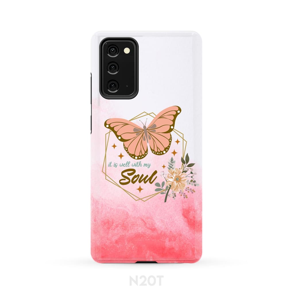 Flowers Butterfly It Is Well With My Soul Phone Case - Bible Verse Phone Cases Samsung