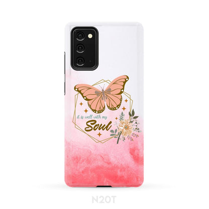 Flowers Butterfly It Is Well With My Soul Phone Case - Bible Verse Phone Cases Samsung
