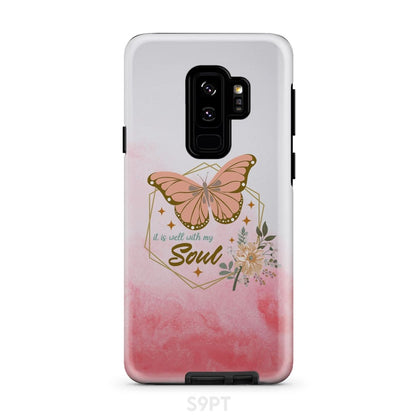 Flowers Butterfly It Is Well With My Soul Phone Case - Bible Verse Phone Cases Samsung