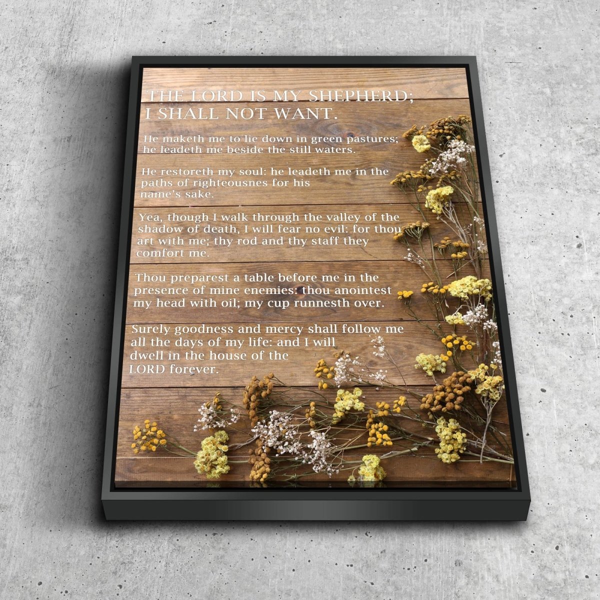 Flowers On A Box & Psalm 23 The Lord Is My Shepherd Canvas Wall Art