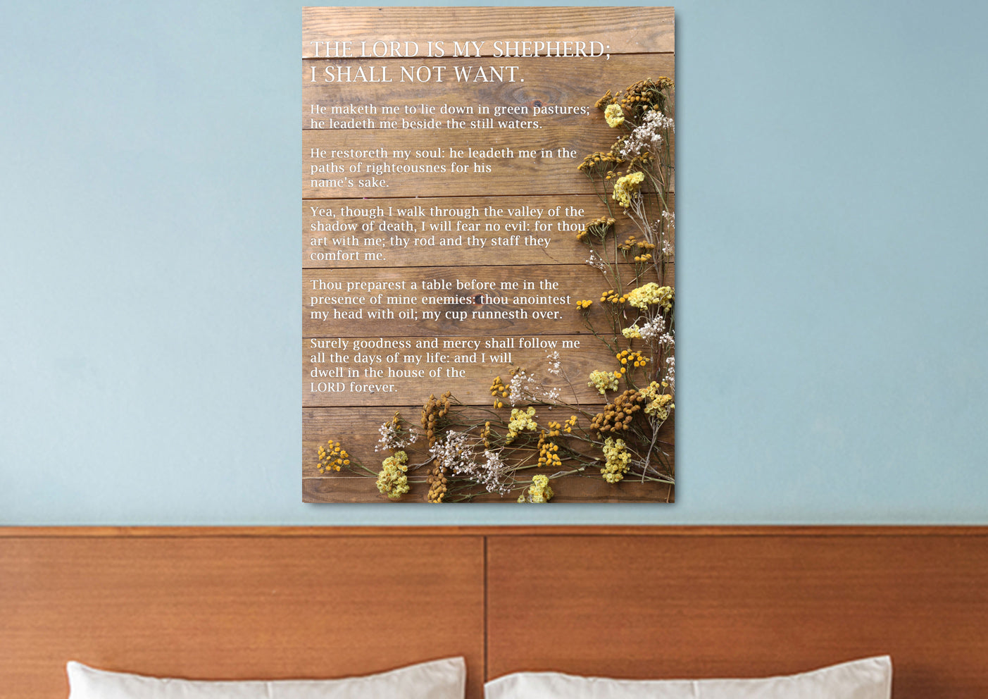 Flowers On A Box & Psalm 23 The Lord Is My Shepherd Canvas Wall Art