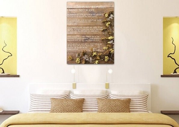 Flowers On A Box & Psalm 23 The Lord Is My Shepherd Canvas Wall Art