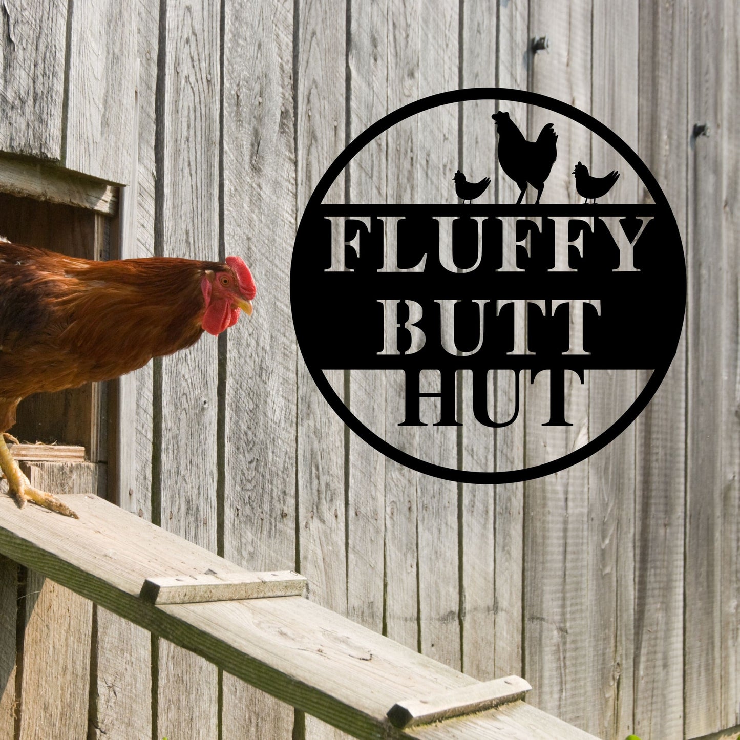 Fluffy Butt Hu Metal Chicken Coop Garden Stake Chicken Lawn Decor Funny Farmhouse Yard Art Homestead Garden Decor