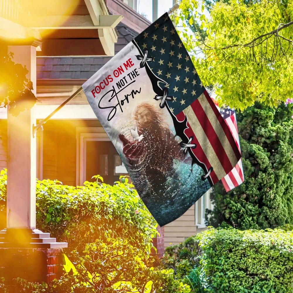 Focus On Me Not The Storm Jesus Hand Flag - Outdoor Christian House Flag - Christian Garden Flags