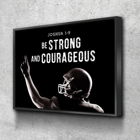 Football Champ Joshua 19 Be Strong And Courageous Wall Art - Christian Canvas Wall Art