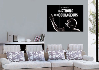 Football Champ Joshua 19 Be Strong And Courageous Wall Art - Christian Canvas Wall Art