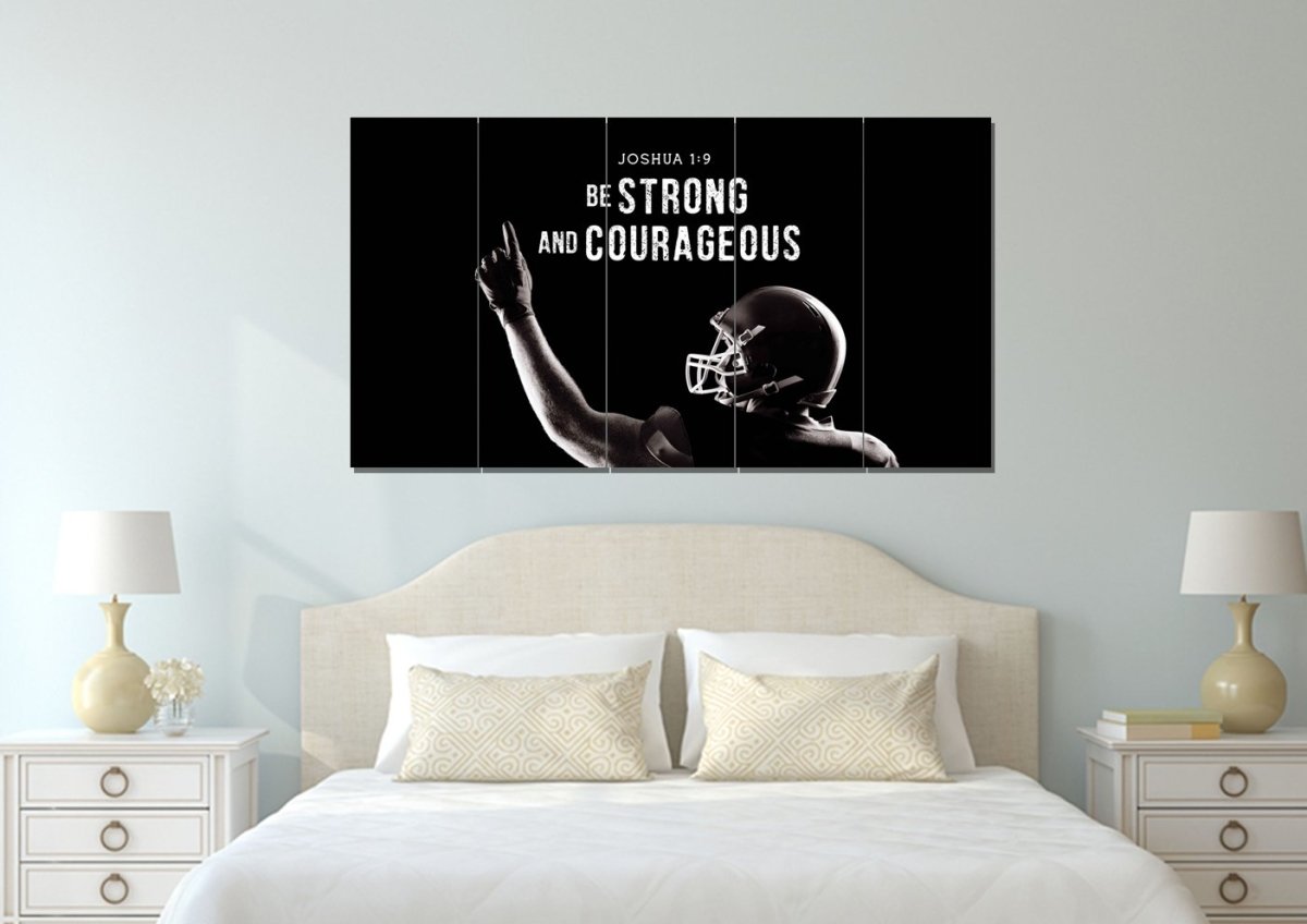 Football Champ Joshua 19 Be Strong And Courageous Wall Art - Christian Canvas Wall Art