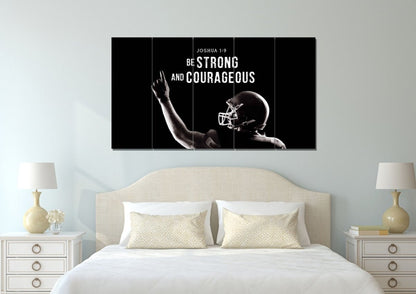 Football Champ Joshua 19 Be Strong And Courageous Wall Art - Christian Canvas Wall Art