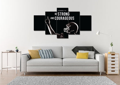 Football Champ Joshua 19 Be Strong And Courageous Wall Art - Christian Canvas Wall Art