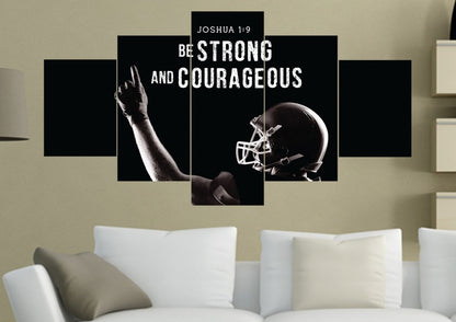 Football Champ Joshua 19 Be Strong And Courageous Wall Art - Christian Canvas Wall Art