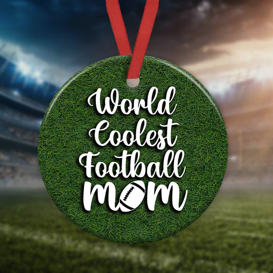 Football Mom Ceramic Circle Ornament - Decorative Ornament - Christmas Ornament