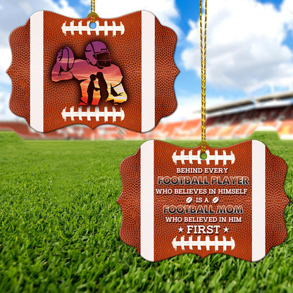 Football Moms Believe In His Son Metal Ornament - Christmas Ornament - Christmas Gift