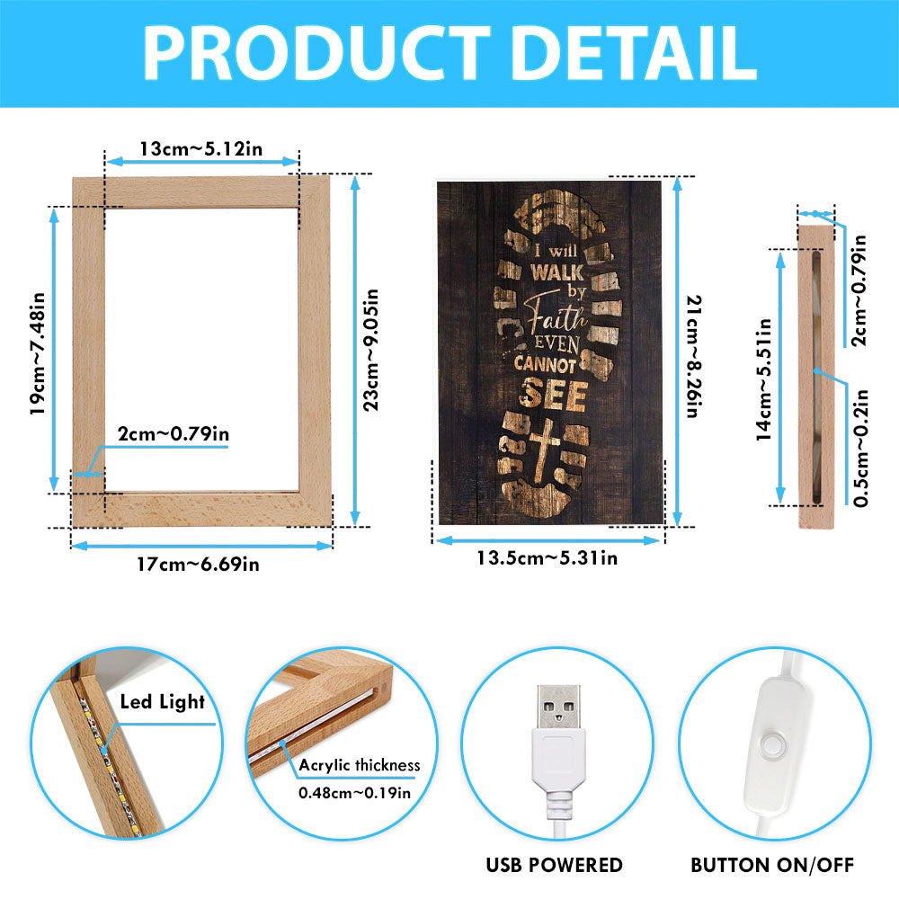 Footprint Cross I Will Walk By Faith Even Cannot See Frame Lamp