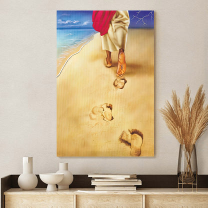 Footsteps of Jesus Wall Art Canvas - Christian Canvas Wall Art - Gift For Farmer