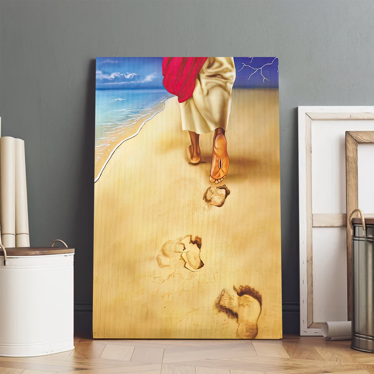Footsteps of Jesus Wall Art Canvas - Christian Canvas Wall Art - Gift For Farmer