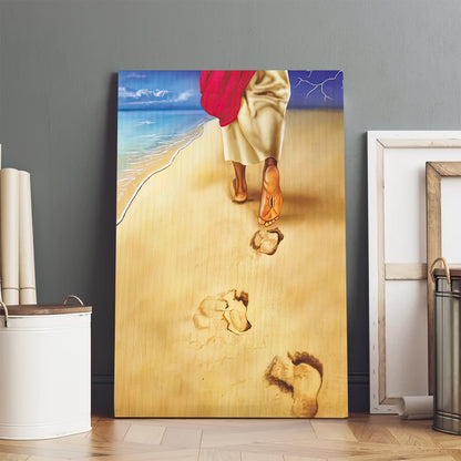 Footsteps of Jesus Wall Art Canvas - Christian Canvas Wall Art - Gift For Farmer