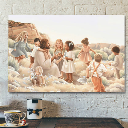 For Of Such Is The Kingdom of Heaven Canvas - Jesus And Children Canvas Wall Art - Gift For Christian