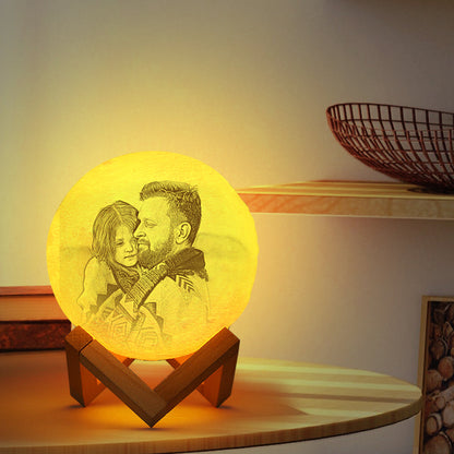 For Dad Personalized Moonlight Lamp With Photo - Custom 3d Moon Lamp - Gift For Dad - Husband Gift
