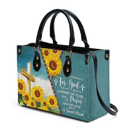 For God Has Given Us A Spirit Of Power And Of Love - Sunflower Leather Bag - Christian Pu Leather Bags For Women