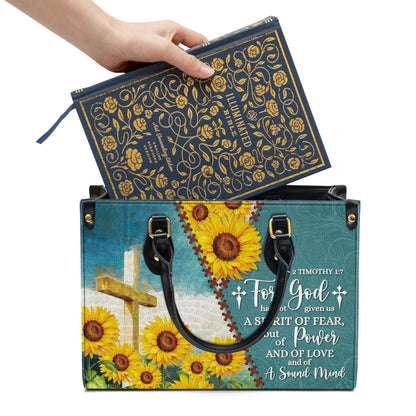 For God Has Given Us A Spirit Of Power And Of Love - Sunflower Leather Bag - Christian Pu Leather Bags For Women