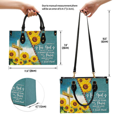 For God Has Given Us A Spirit Of Power And Of Love - Sunflower Leather Bag - Christian Pu Leather Bags For Women