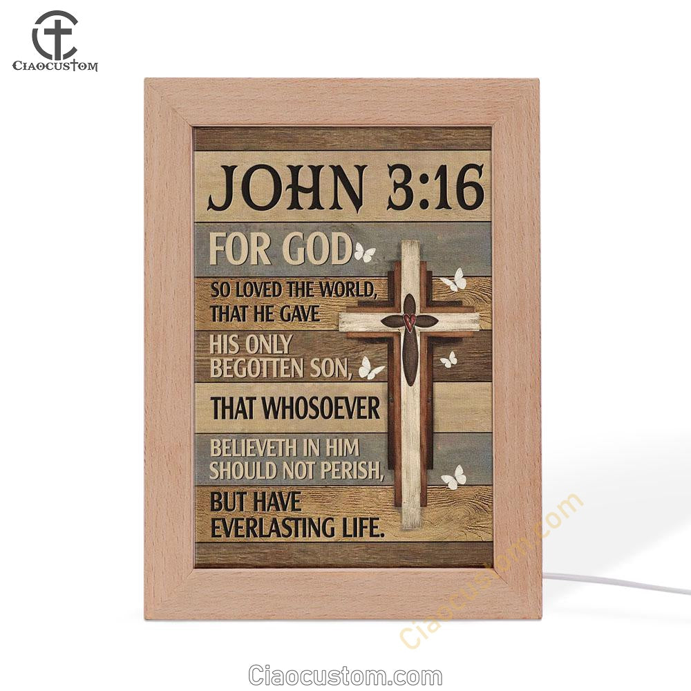 For God So Loved The World John 316 Bible Verse Wooden Lamp Art - Bible Verse Wooden Lamp - Scripture Night Light