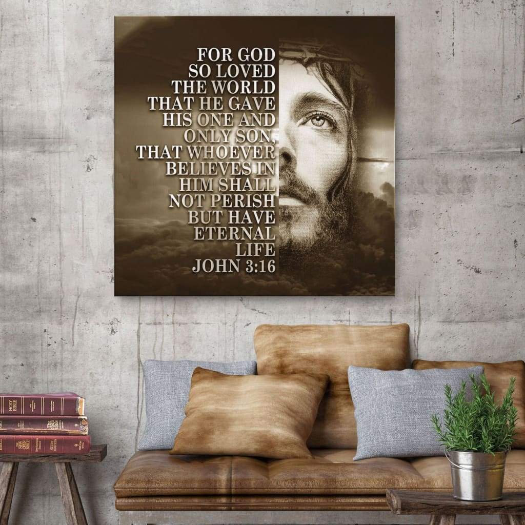 For God So Loved The World John 316 Canvas Wall Art - Bible Verse Wall Art - Christian Decor
