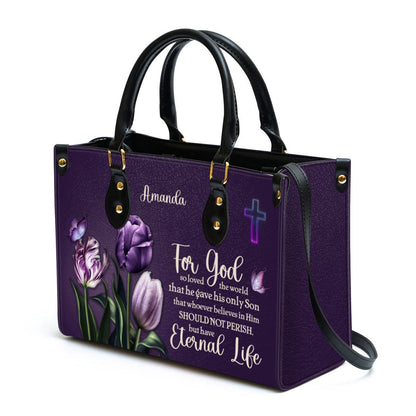 For God So Loved The World Personalized Leather Bag - Gift For Women's Ministry