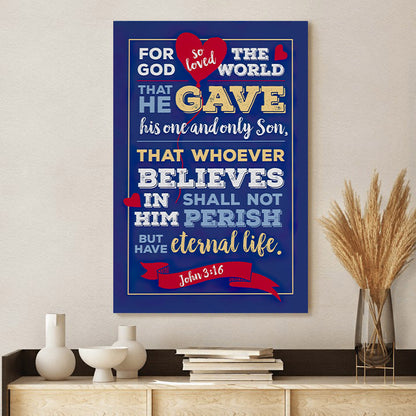 For God So Loved The World Poster To Print - John 3 16 Wall Art Canvas
