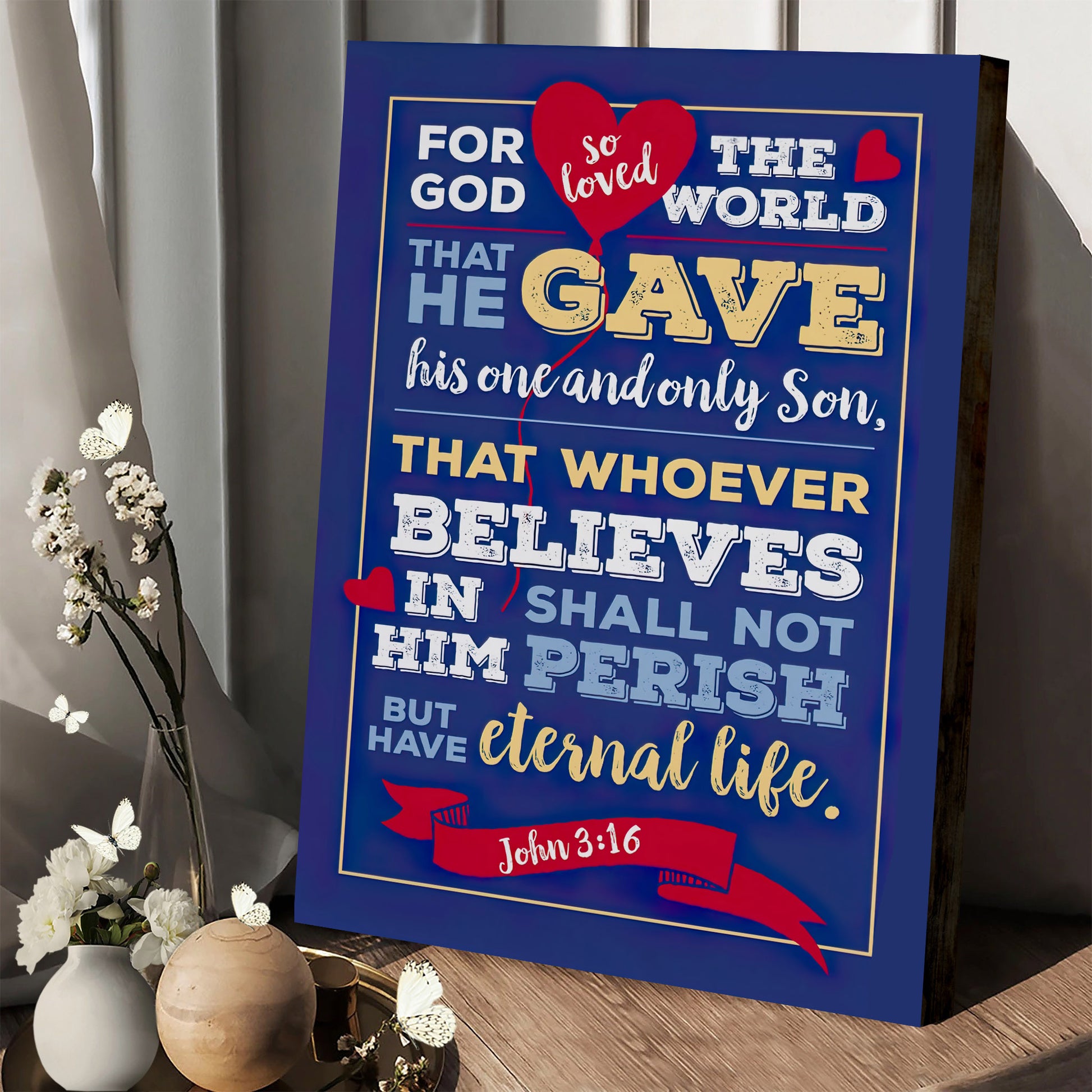 For God So Loved The World Poster To Print - John 3 16 Wall Art Canvas