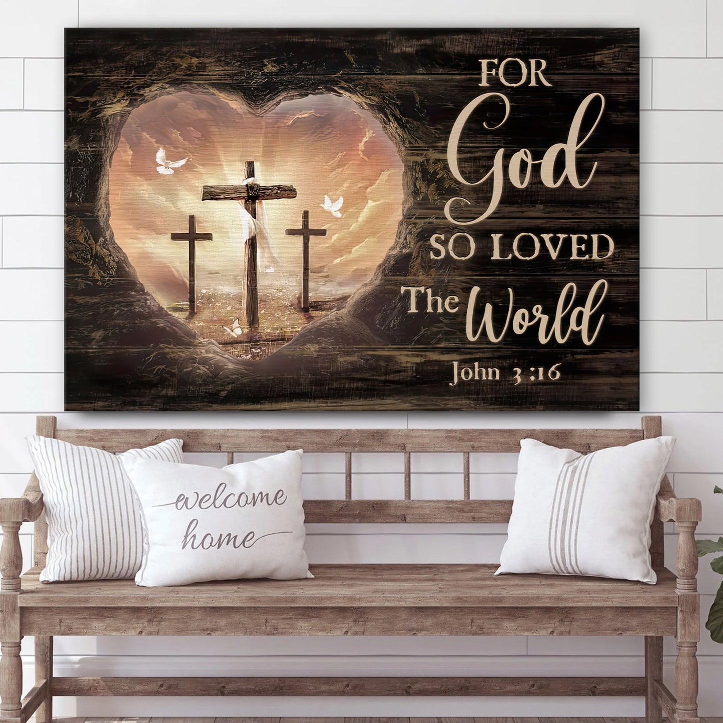 For God So Loved The World Wall Art - John 3 16 Bible Verse Canvas Painting