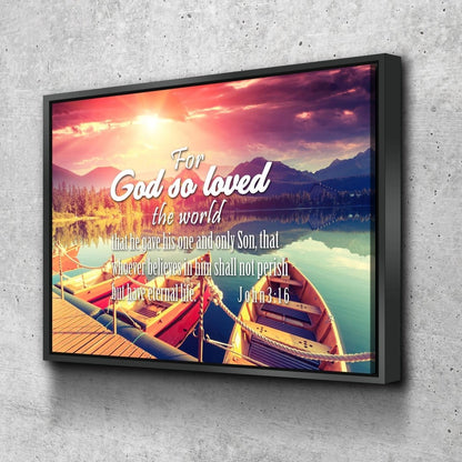 For God So Loved The World Wall Art Canvas Print - Christian Canvas Wall Art