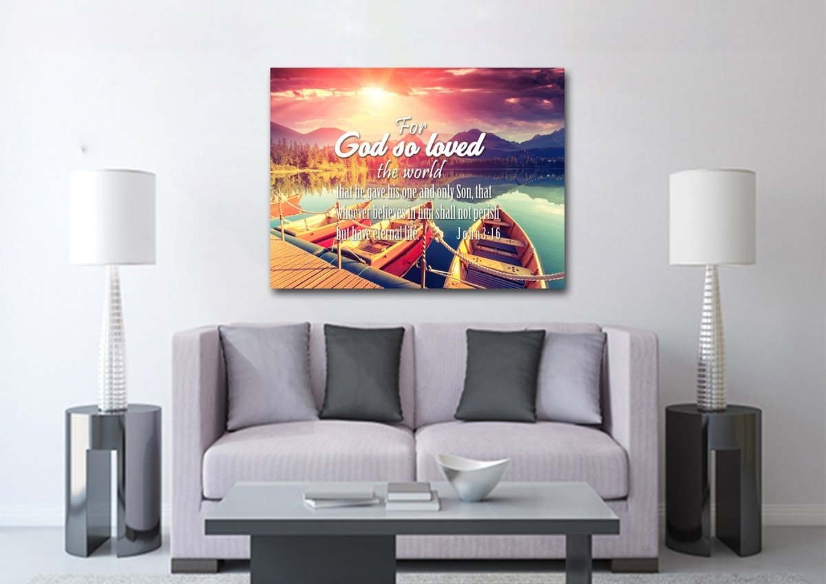 For God So Loved The World Wall Art Canvas Print - Christian Canvas Wall Art